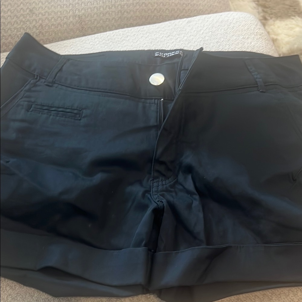 Express Black Shorts with Button Detail